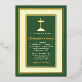 Grüne Real Gold Foil katholische Bestätigung Folieneinladung (Vorderseite)