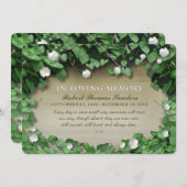 Grüne Rebe-weiße BlumenGedenkveranstaltung laden Einladung (Vorne/Hinten)