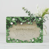 Grüne Rebe-weiße BlumenGedenkveranstaltung laden Einladung (Stehend Vorderseite)