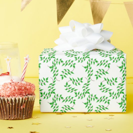 Grüne Reben auf Weiß Geschenkpapier (Geburtstagsparty)