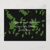 Grüne Reben Save the Date auf Schwarz Ankündigungspostkarte (Vorderseite)