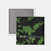 Grüne Reben Save the Date auf SchwarzVelvet Magnet (Vorderseite/Rückseite)