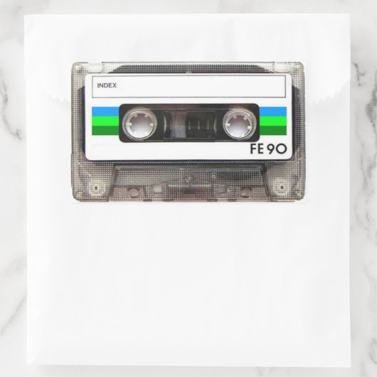 Grüne rechteckige Aufkleber für Kassettenband (Tasche)