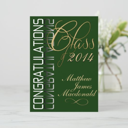 Grüne Reflektionsformale Absolventen Einladung (Stehend Vorderseite)
