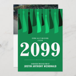 Grüne Reihe von Tassels Foto Abschluss Einladung