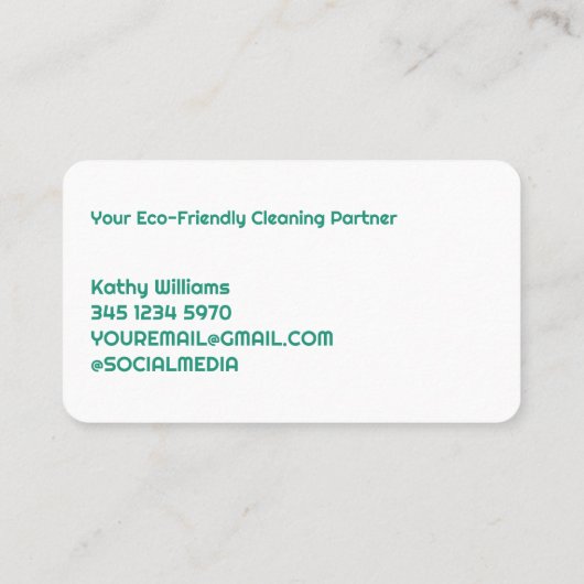 Grüne Reinigung Visitenkarte (Rückseite)