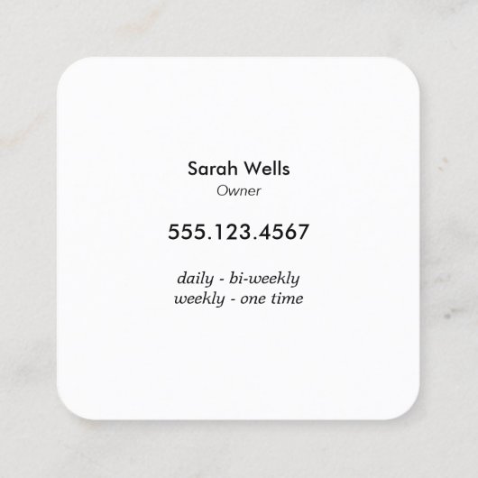 Grüne Reinigungs-Service Floral Spray Flasche Quadratische Visitenkarte (Rückseite)