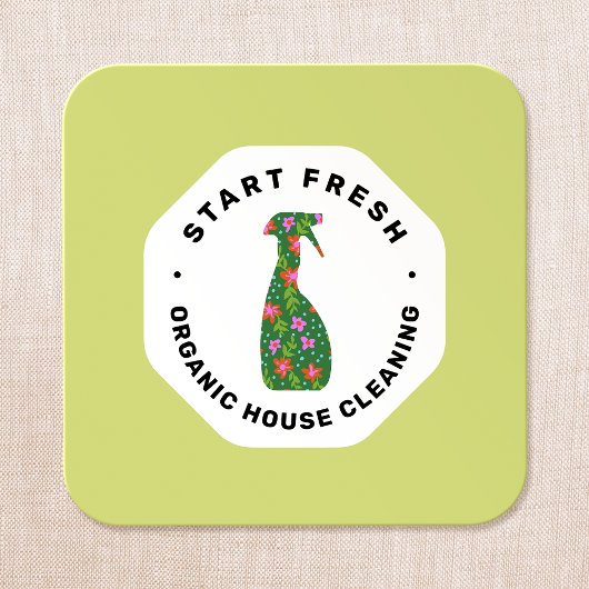 Grüne Reinigungs-Service Floral Spray Flasche Quadratische Visitenkarte