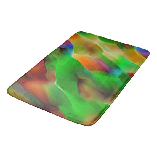 Grüne Reliefs und farbige Reliefs dominieren Badematte (Schrägansicht)