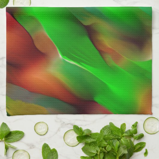 Grüne Reliefs und farbige Reliefs dominieren Geschirrtuch (Gefaltet)