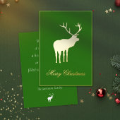 Grüne Rentier Elegante Gold Folien Feiertagskarte