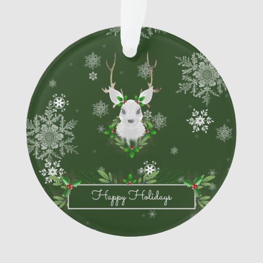 Grüne Rentierdekoration Ornament (Vorderseite)