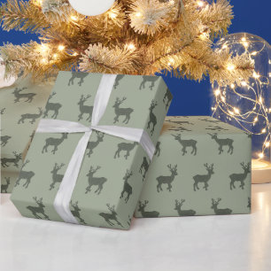 Grüne Rentiere Winter Moderner Minimalistischer We Geschenkpapier