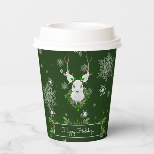 Grüne Rentierpapier-Cup Pappbecher (Rückseite)