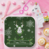 Grüne Rentierpapierplatte Pappteller (Party)