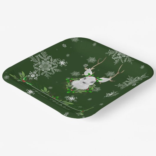 Grüne Rentierpapierplatte Pappteller (Gewinkelt)