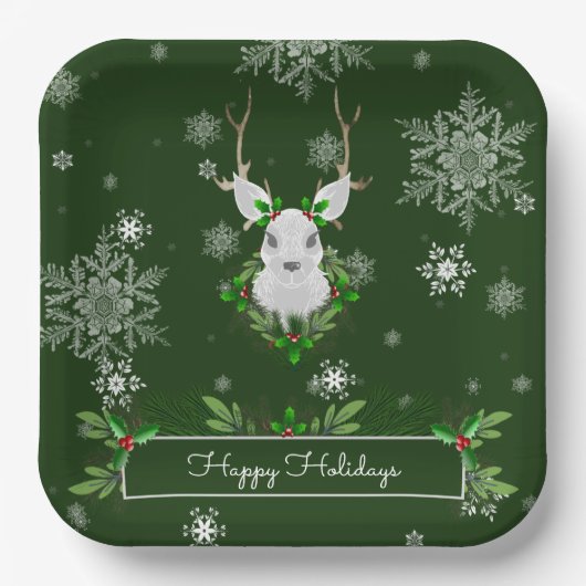 Grüne Rentierpapierplatte Pappteller (Vorderseite)