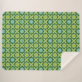 Grüne Retro-Blume Sherpadecke (Vorderseite (Horizontal))