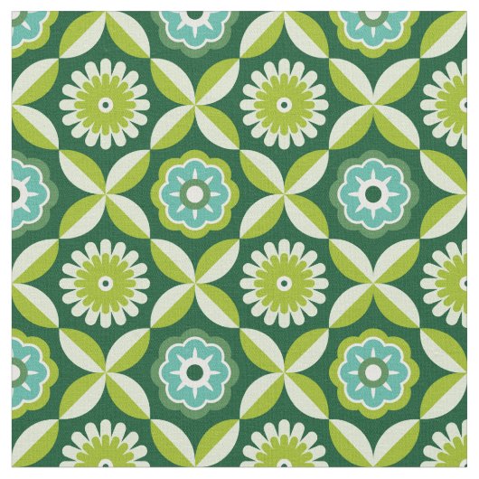 Grüne Retro-Blume Stoff (Nahaufnahme)