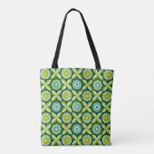 Grüne Retro-Blume Tasche (Rückseite)