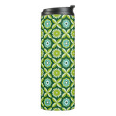 Grüne Retro-Blume Thermosbecher (Nach links gedreht)