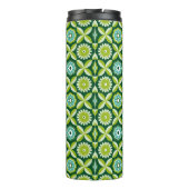 Grüne Retro-Blume Thermosbecher (Rückseite)