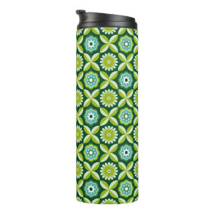 Grüne Retro-Blume Thermosbecher