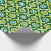 Grüne Retro-Blumen Geschenkpapier (Ecke)