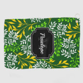 Grüne Retro-Blumen Golfhandtuch (Horizontal)
