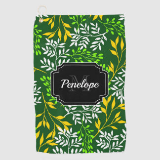 Grüne Retro-Blumen Golfhandtuch
