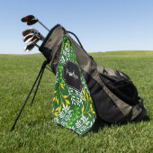 Grüne Retro-Blumen Golfhandtuch (Gras)
