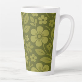 Grüne Retro-Blumen-Lattentasse 12 & 17 oz Milchtasse
