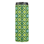 Grüne Retro-Blumen Thermosbecher (Rückseite)