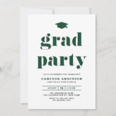 Grüne Retro Fett Typografy Graduation Party Einladung (Vorderseite)