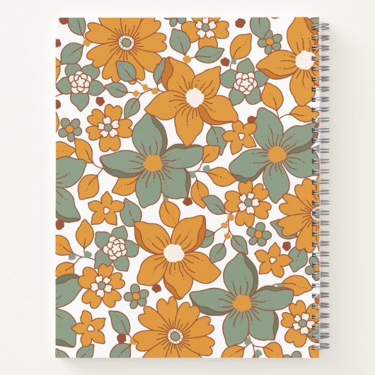 Grüne Retro Floral School Anpassbare Notebook-PCs Notizblock (Rückseite)