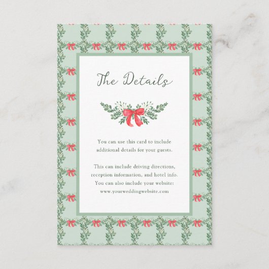 Grüne Retro-Hochzeit | Gästedaten Begleitkarte (Vorderseite)