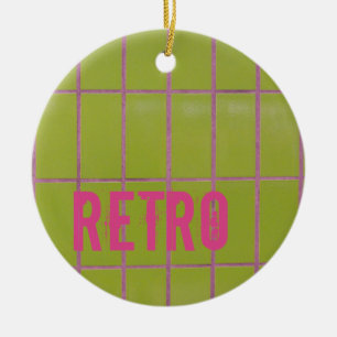 Grüne Retro-Kachel 80er 70er 60er Jahre Vintage-Hi Keramik Ornament