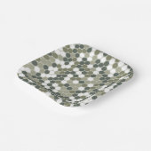 Grüne Retro-Punkte Pappteller (Gewinkelt)