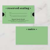 Grüne Retro reserviert Sitzgelegenheit Terminkarte (Vorne/Hinten)