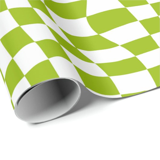Grüne Retro-Schachtel-Wave-Warp-Art Geschenkpapier (Rolleneckpunkt)