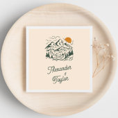 Grüne Retro Vintage Bergwelt Hochzeit Serviette