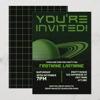 Grüne Retrowave-Party Einladung