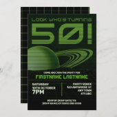 Grüne Retrowelle 50. Geburtstagsparty Einladung (Vorne/Hinten)