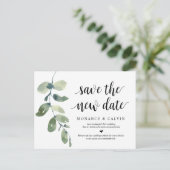 Grüne, Rett des neuen Datums, Hochzeit verschoben Postkarte (Stehend Vorderseite)