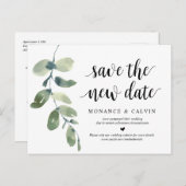 Grüne, Rett des neuen Datums, Hochzeit verschoben Postkarte (Vorne/Hinten)