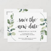Grüne, Rett des neuen Datums, Hochzeit verschoben Postkarte (Vorne/Hinten)