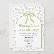 Grüne Ribbon Bow Kinderdusche Einladung