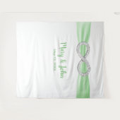 Grüne Ribbon Diamond Unendlichkeit Hochzeitsgeschi Wandteppich (Vorderseite (Horizontal))