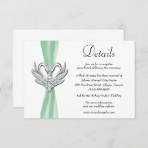 Grüne Ribbon Silver Swans Hochzeitsdetails