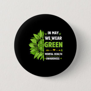 Grüne Ribbon-Sonnenblume für psychische Gesundheit Button